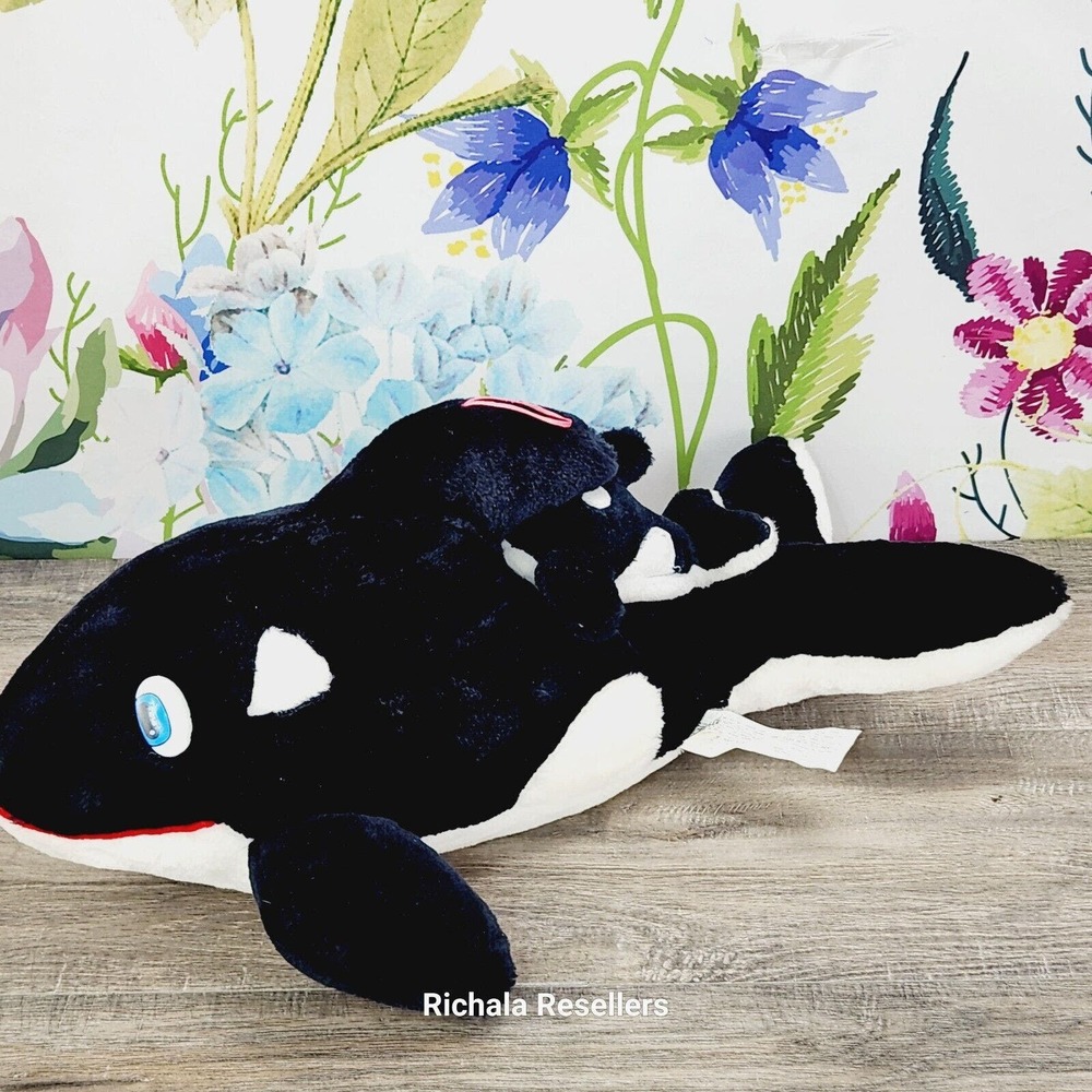 Fable Toys Orca Plush 20" Killer Whale With Baby Stuffed Animal Vintage 1995